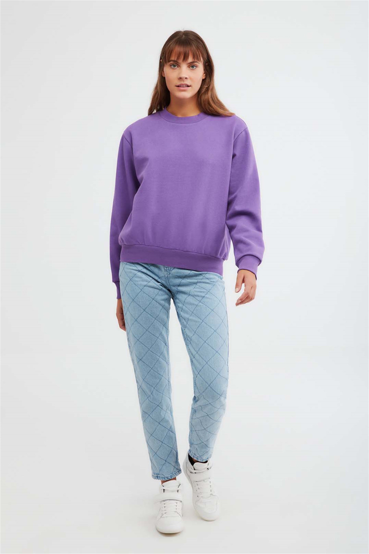 ALFA Örme Oversize Mor  Sweatshirt
