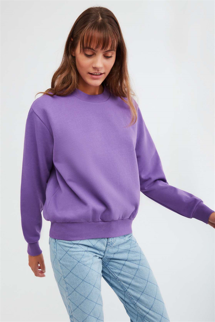 ALFA Örme Oversize Mor  Sweatshirt