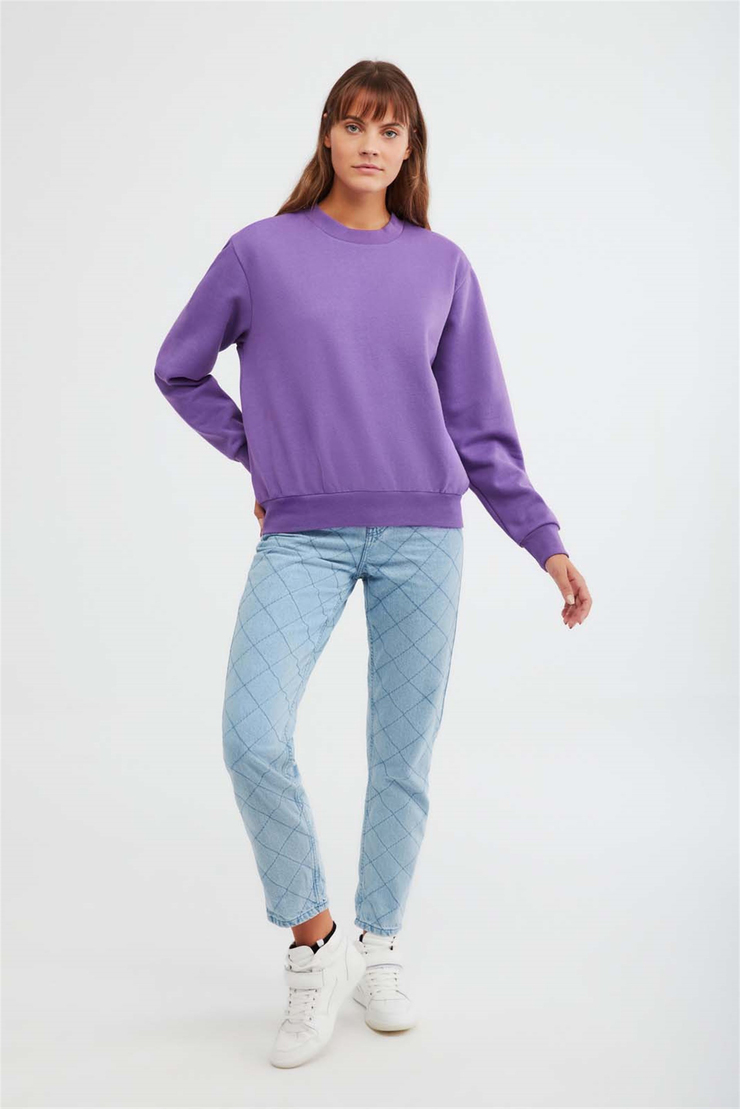 ALFA Örme Oversize Mor  Sweatshirt