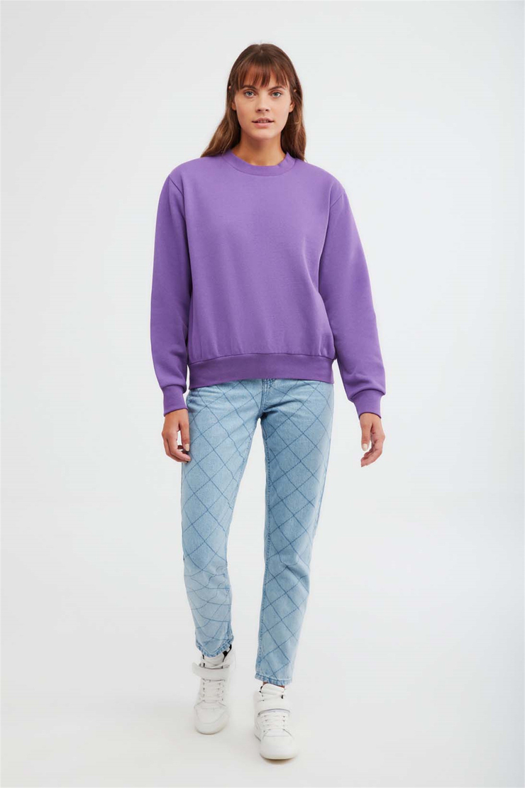 ALFA Örme Oversize Mor  Sweatshirt