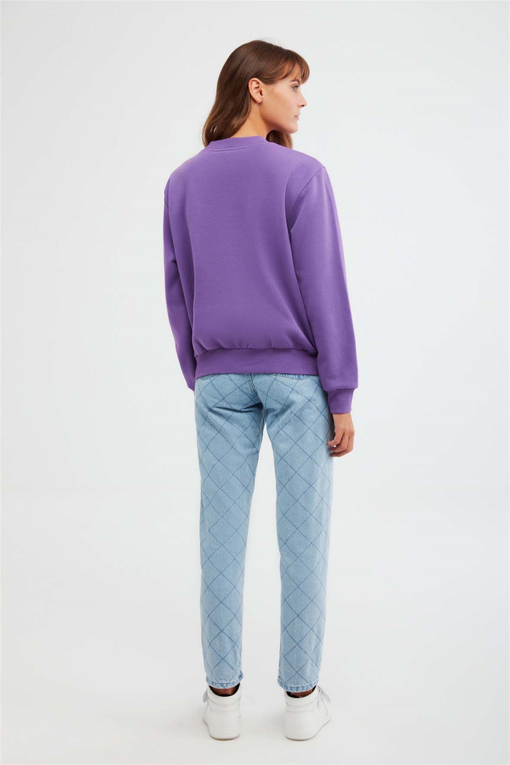 ALFA Örme Oversize Mor  Sweatshirt