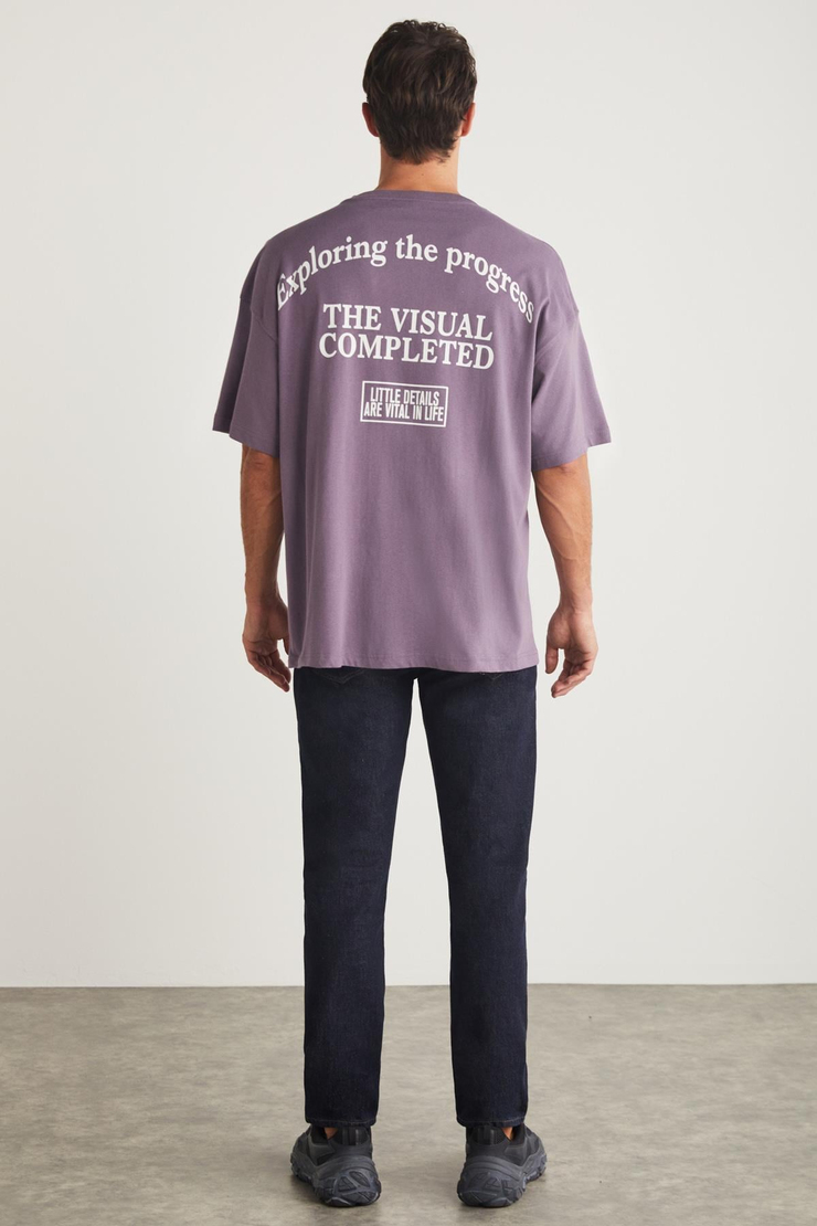ALFONSO  Oversize Mor Tekli T-Shirt