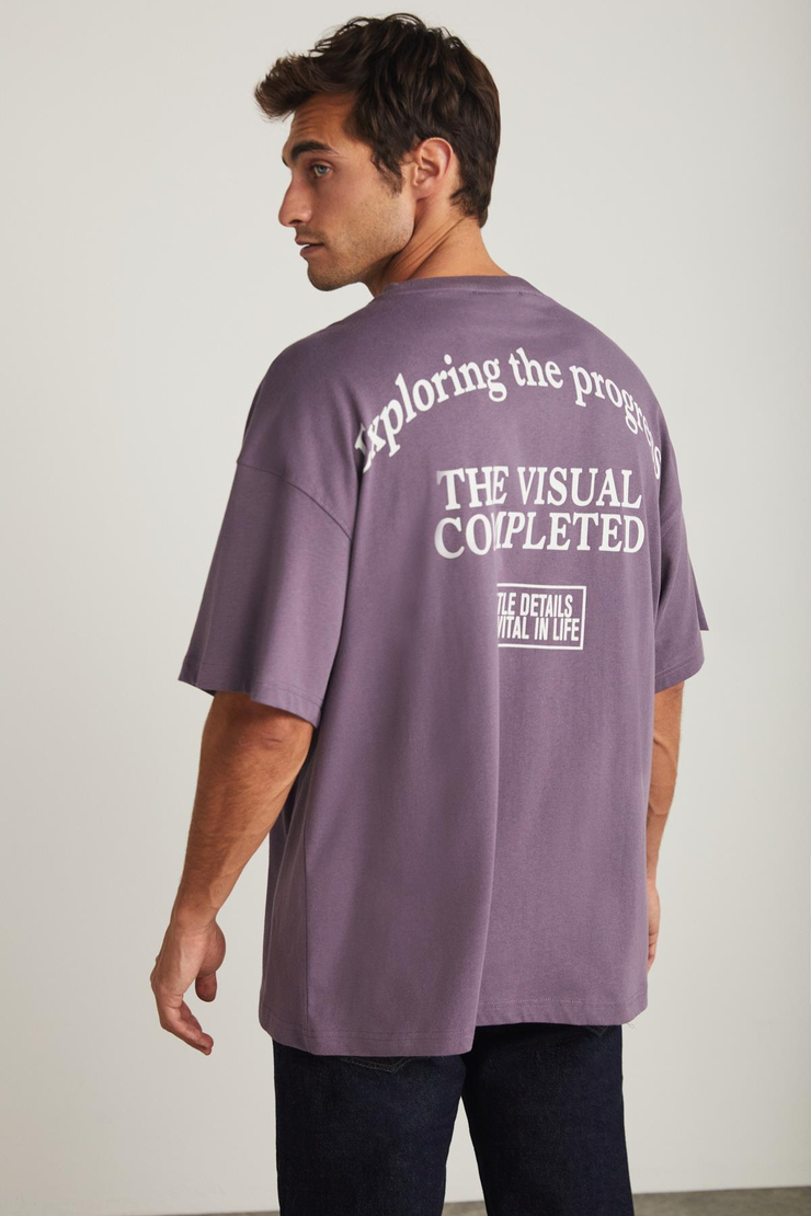 ALFONSO  Oversize Mor Tekli T-Shirt