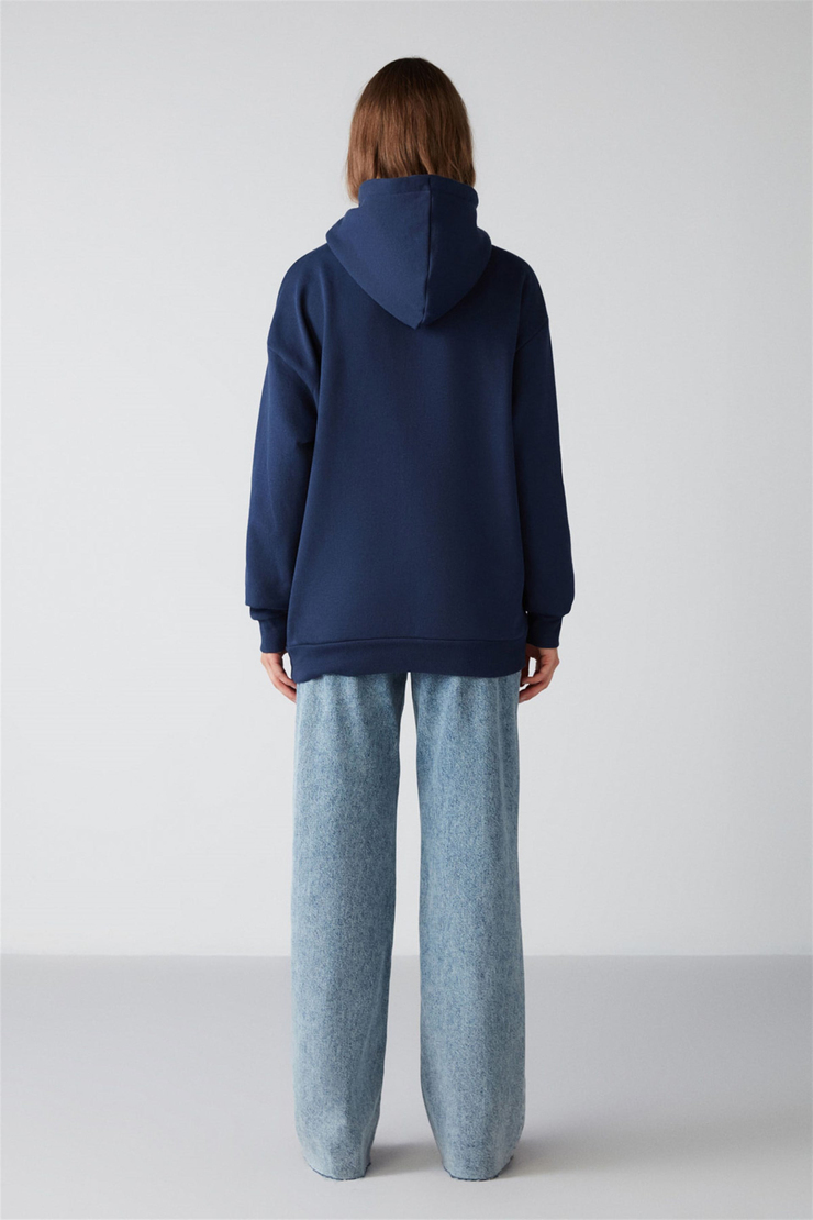 ALINA Örme Relaxed Lacivert  Sweatshirt