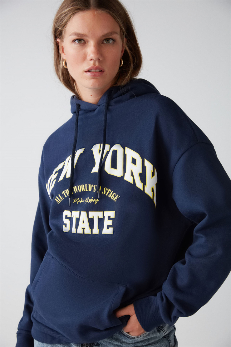 ALINA Örme Relaxed Lacivert  Sweatshirt