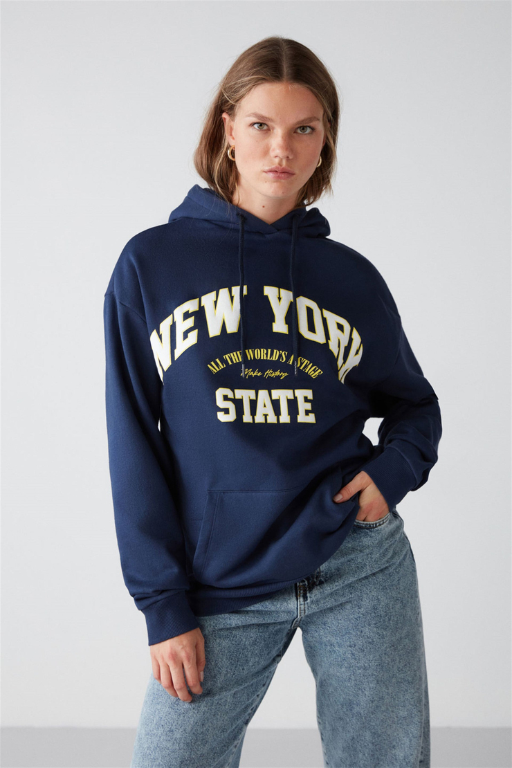 ALINA Örme Relaxed Lacivert  Sweatshirt