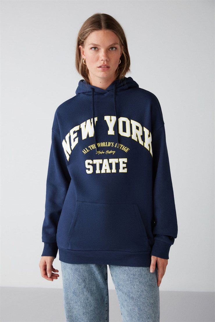 ALINA Örme Relaxed Lacivert  Sweatshirt