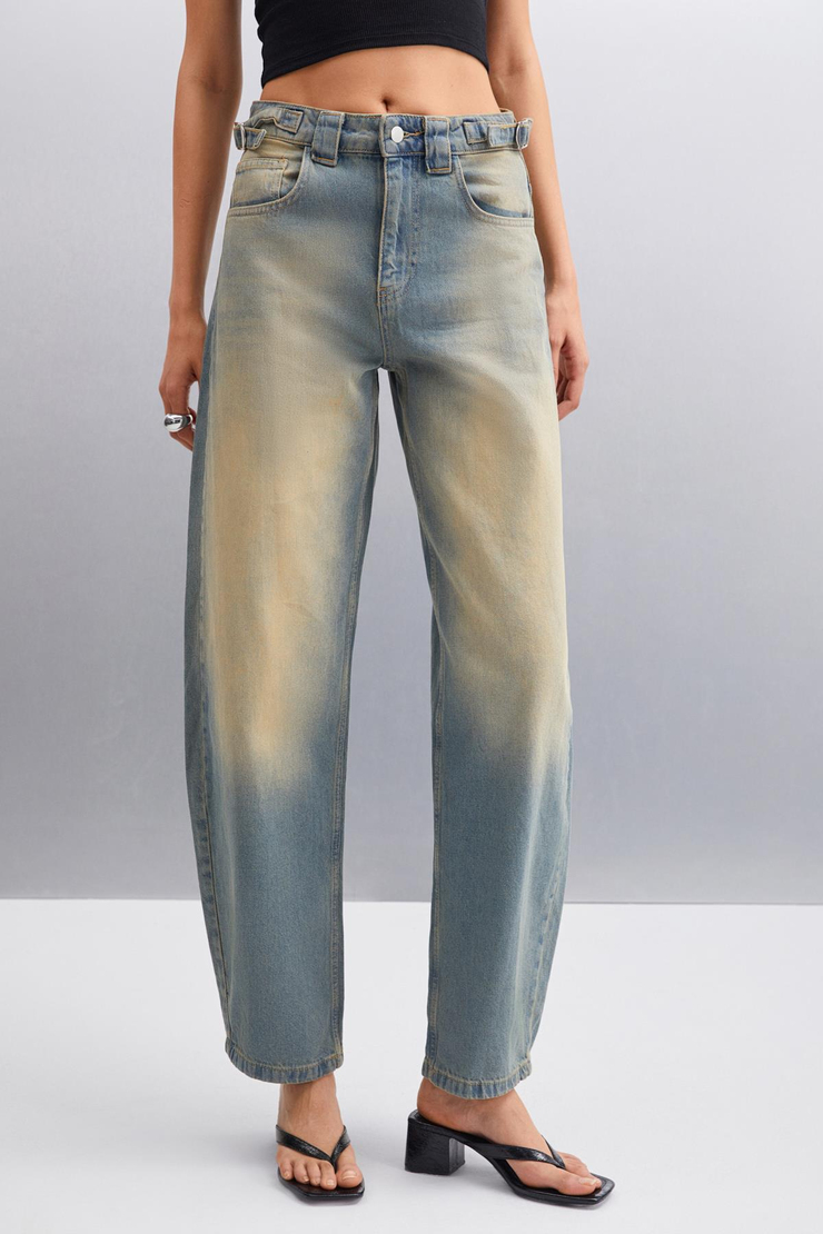 ALISA Regular Regular Mavi Tekli Jeans