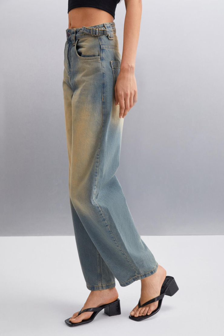 ALISA Regular Regular Mavi Tekli Jeans