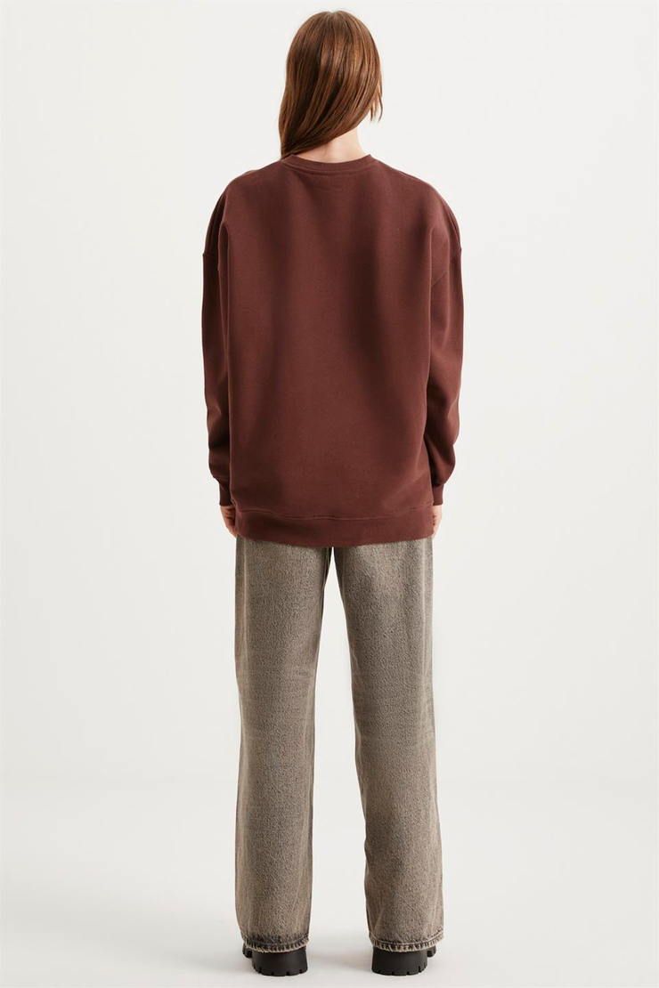 ALLYS  Oversize Kahverengi Tekli Sweatshirt