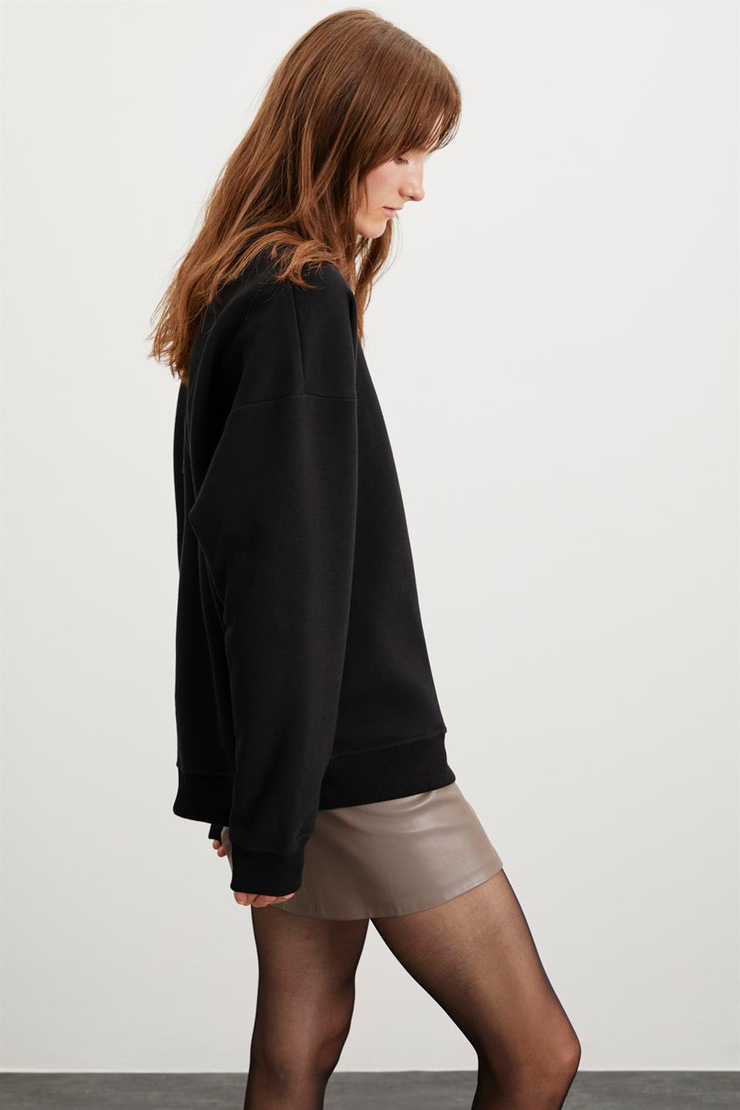 ALLYS  Oversize Siyah Tekli Sweatshirt