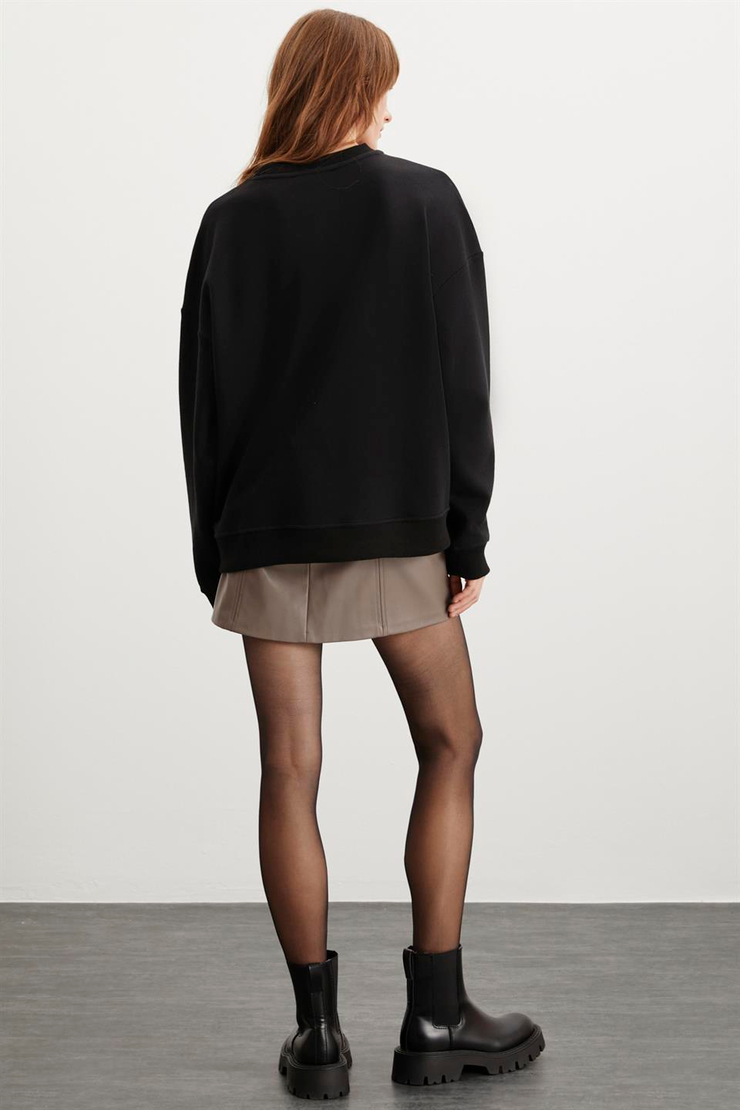 ALLYS  Oversize Siyah Tekli Sweatshirt