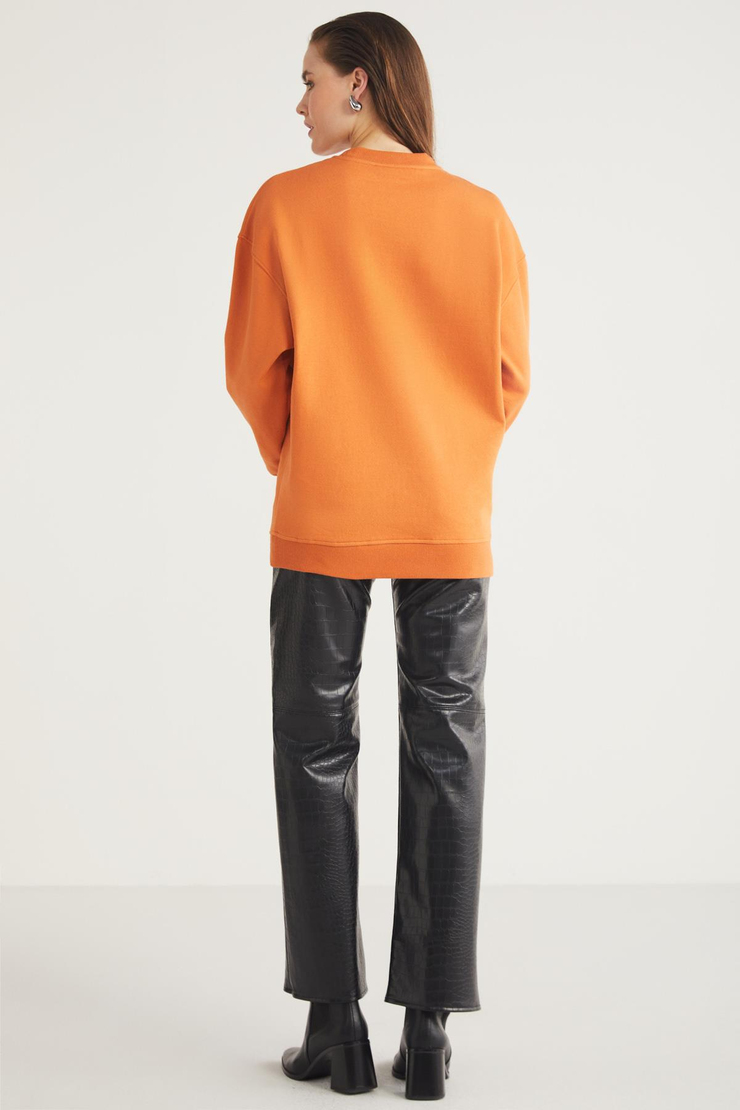 ALLYS  Oversize Turuncu Tekli Sweatshirt