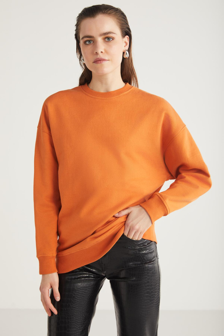 ALLYS  Oversize Turuncu Tekli Sweatshirt