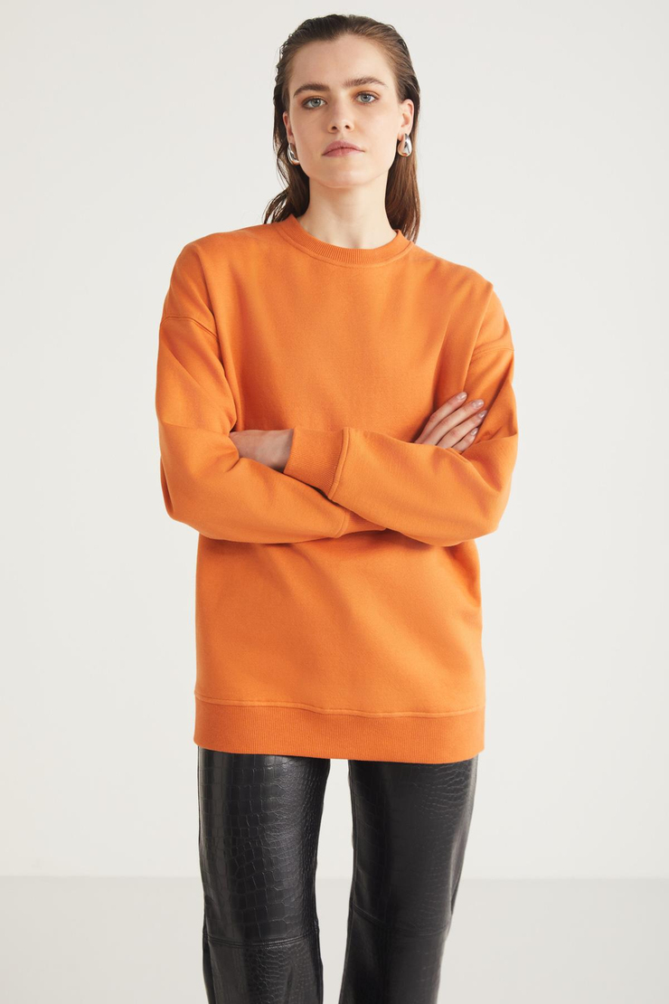 ALLYS  Oversize Turuncu Tekli Sweatshirt