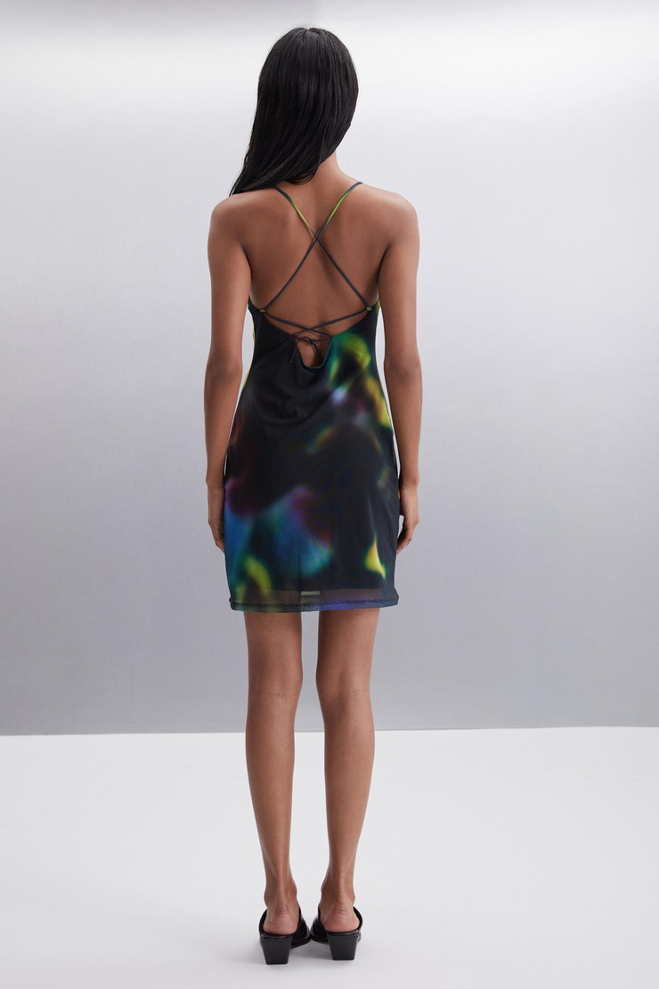 ALLYSON Basic Regular Mavi - Sarı Tekli Elbise