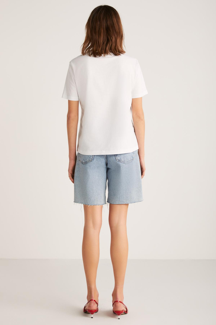 ALMA  Regular Beyaz Tekli T-Shirt