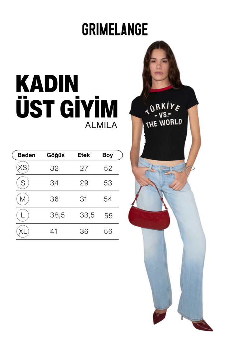 ALMILA Kadın Yumuşak Ve Esnek Kumaşlı Organik Pamuklu Dünya Kupasına Özel Baskılı Siyah T-Shirt