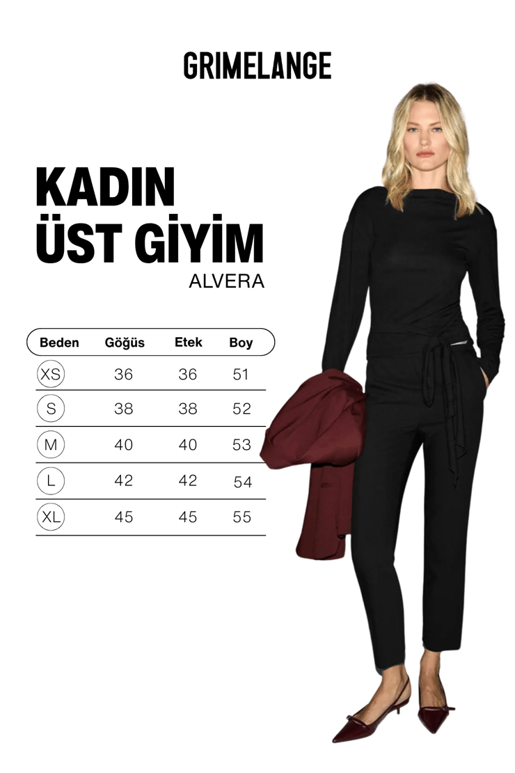 ALVERA Kadın Yandan Bağlamalı Uzun Kollu Siyah Bluz