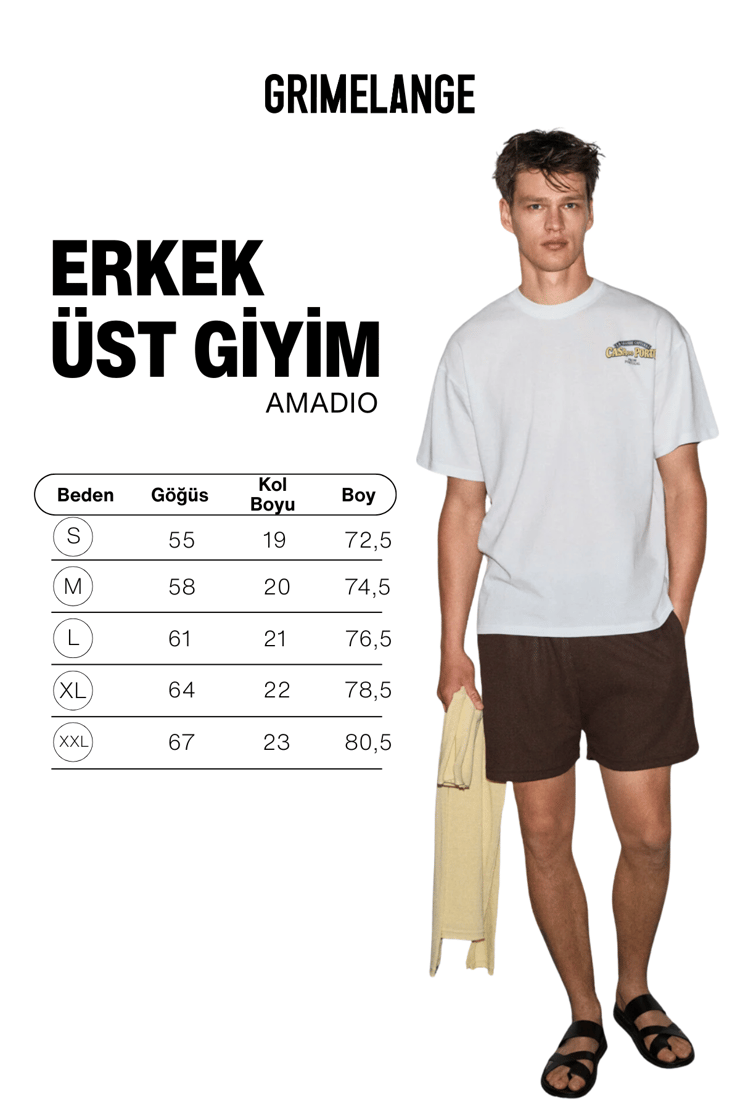 AMIDIO Erkek %100 Organik Pamuklu Baskı Detaylı Regular Fit Yuvarlak Yaka Beyaz T-Shirt