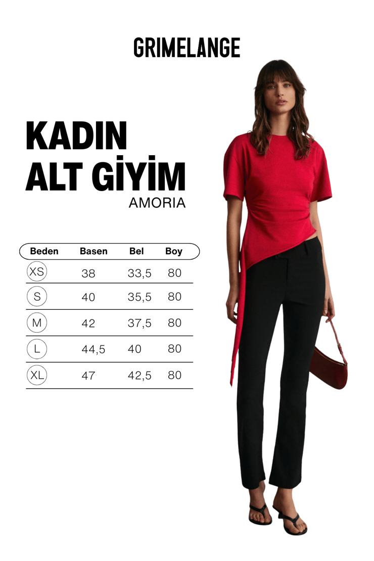 AMORIA Kadın Esnek Kumaşlı Vucuda Oturan Bengalin Kumaş Siyah Pantolon