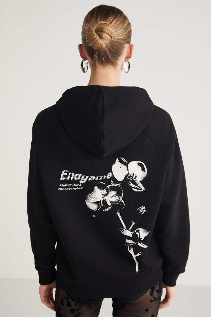 ANA  Relaxed Siyah Tekli Sweatshirt