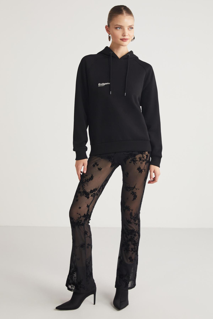 ANA  Relaxed Siyah Tekli Sweatshirt