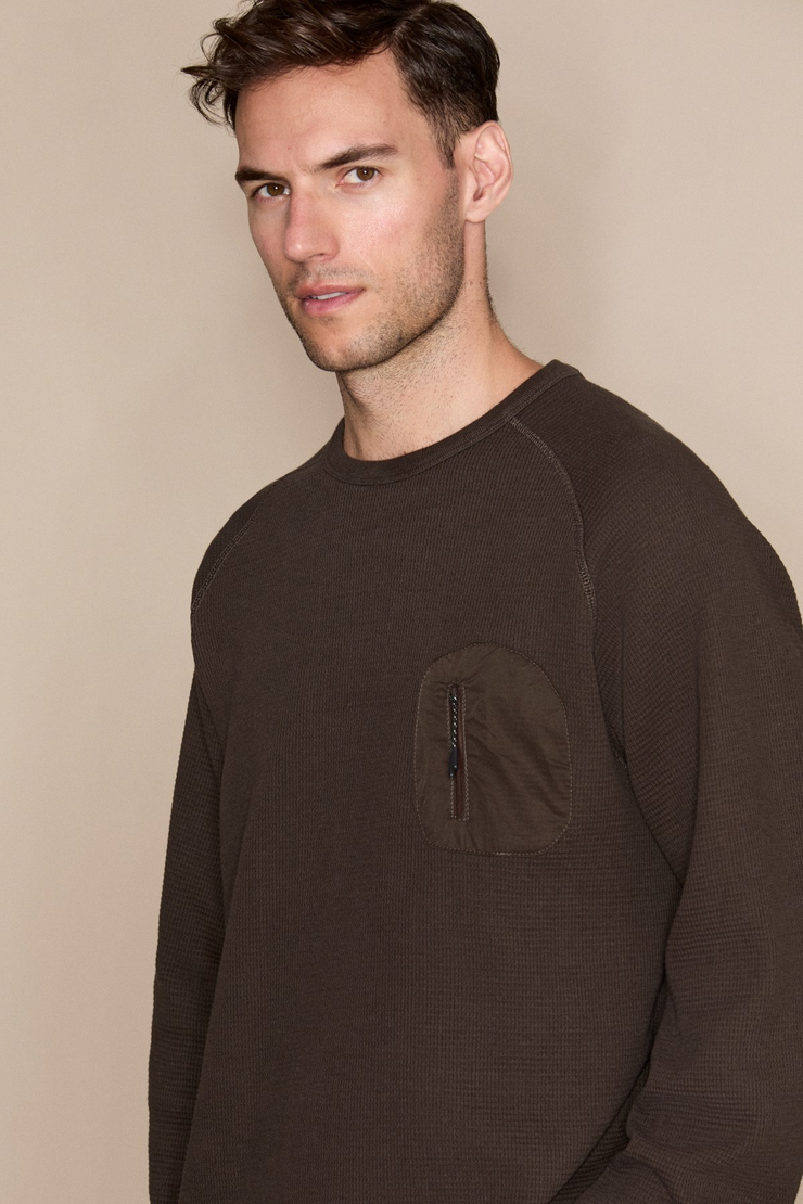 ANDES Erkek Uzun Kollu Cep Detaylı Acı Kahve Sweatshirt