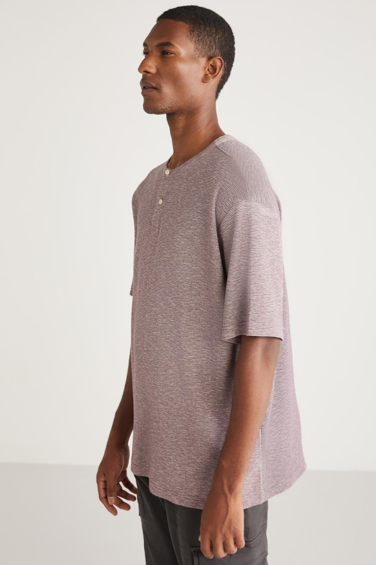 ANDREJ Basic Relaxed Mor Tekli T-Shirt