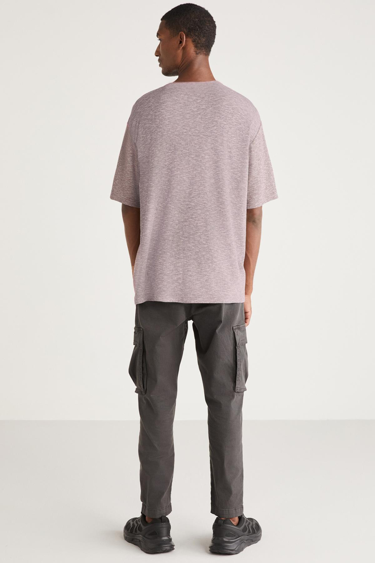 ANDREJ Basic Relaxed Mor Tekli T-Shirt