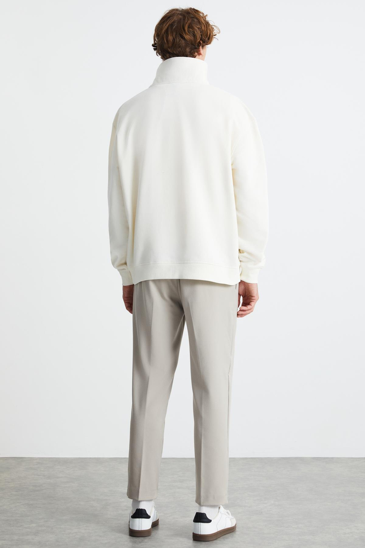 ANDRICK Erkek ORGANİK Cotton Ekru Sweatshirt