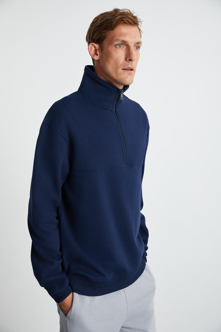 ANDRICK Erkek ORGANİK Cotton Lacivert Sweatshirt