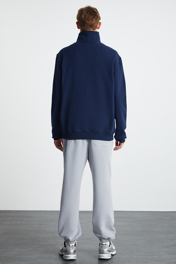 ANDRICK Erkek ORGANİK Cotton Lacivert Sweatshirt