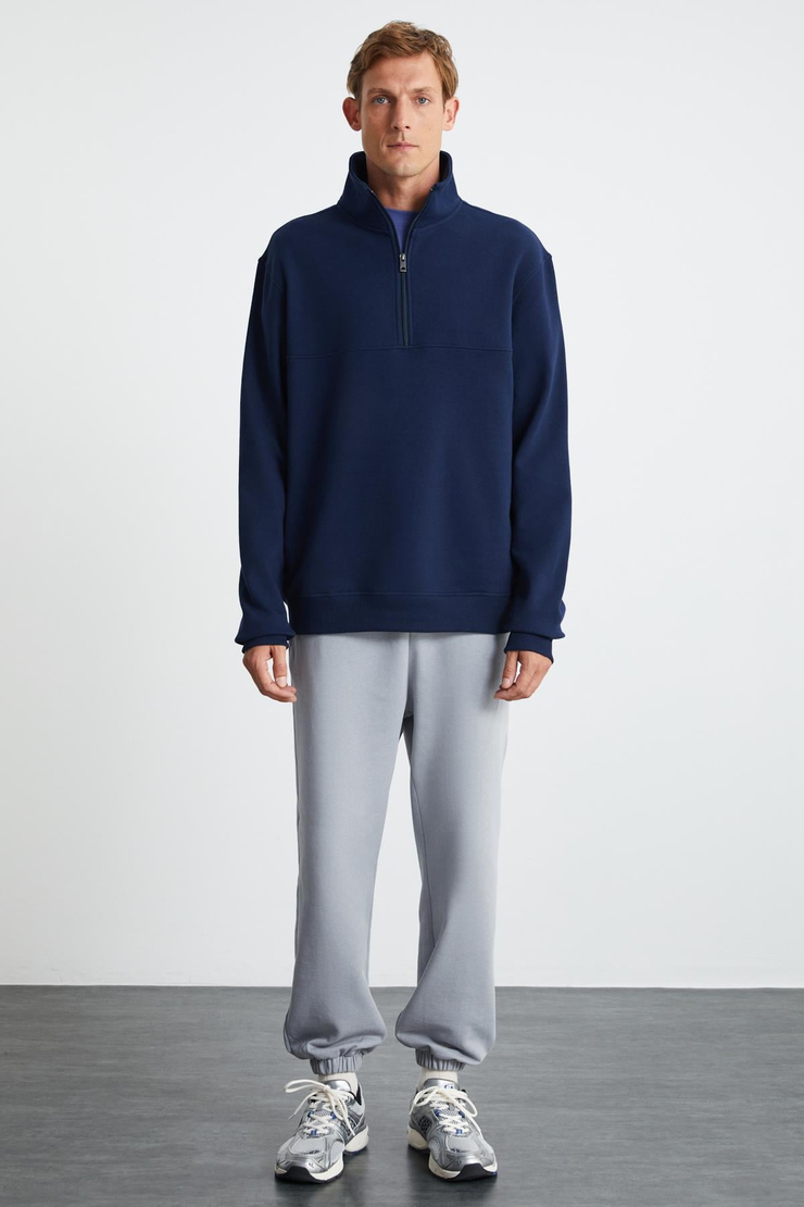 ANDRICK Erkek ORGANİK Cotton Lacivert Sweatshirt