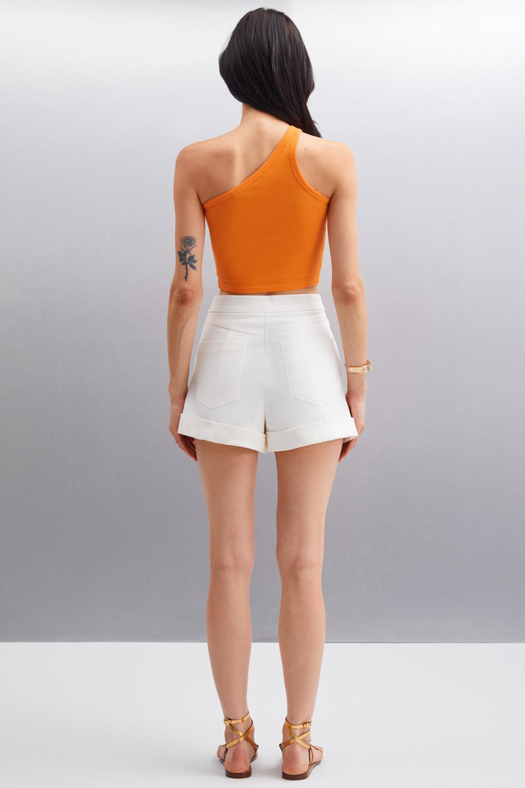 ANGELY Slim Slim Ekru Tekli Şort