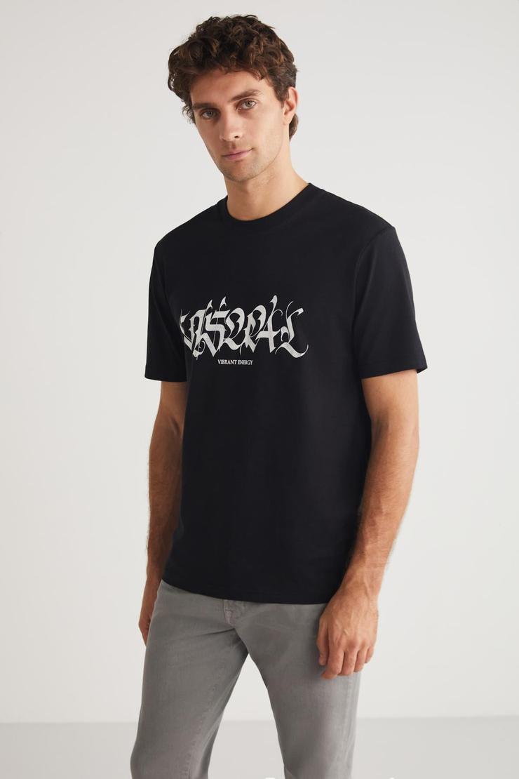 ANSU Basic Regular Siyah Tekli T-Shirt
