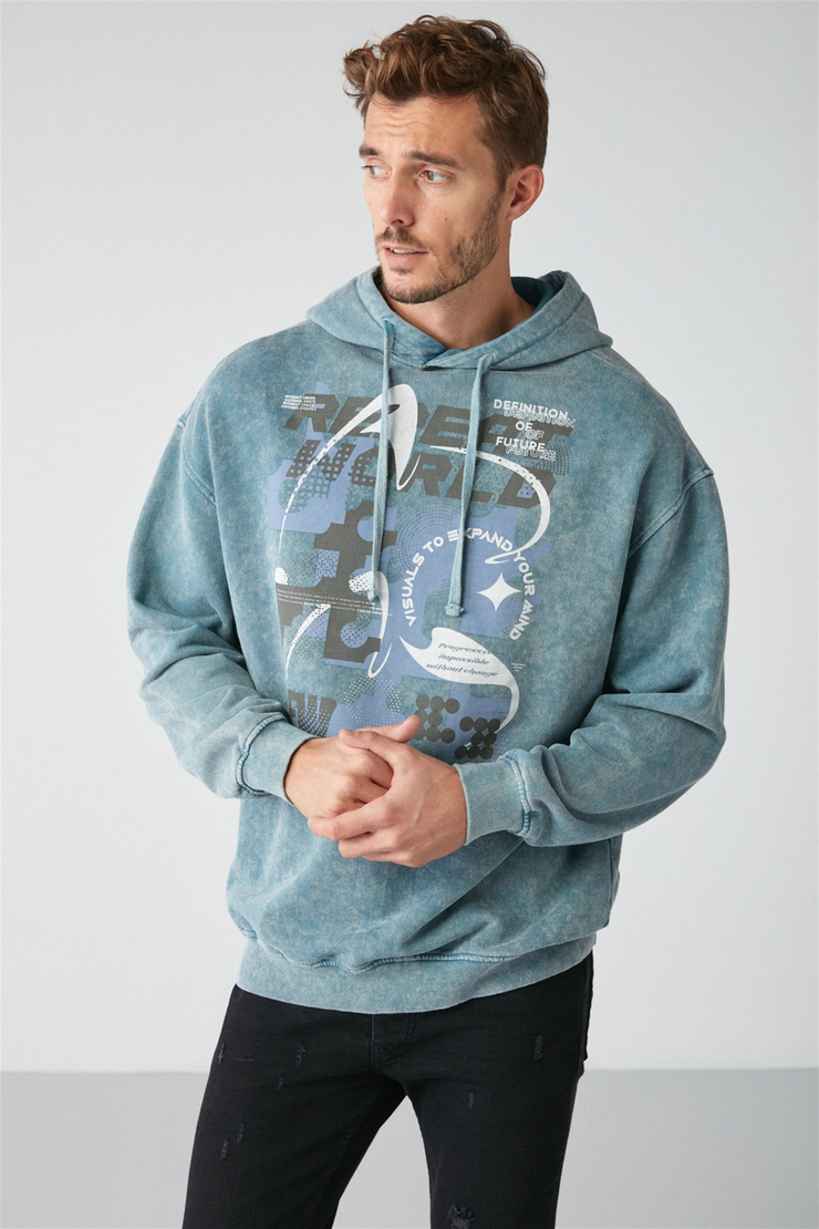 ANTIQUE Örme Relaxed Mavi  Sweatshirt