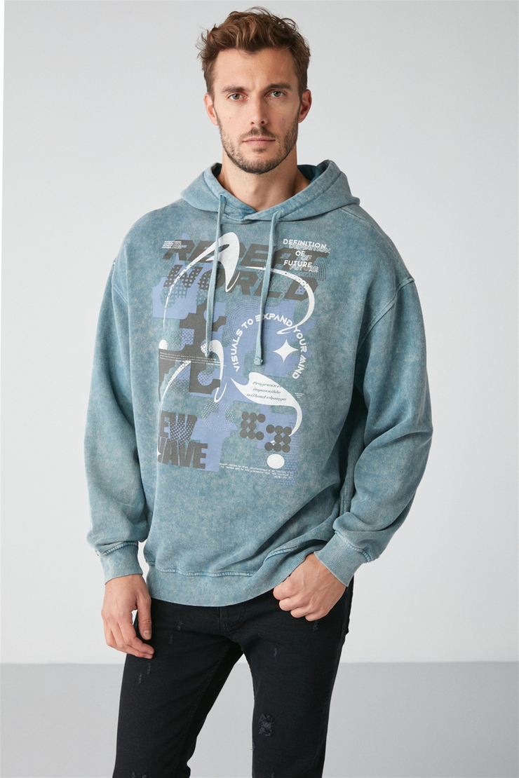 ANTIQUE Örme Relaxed Mavi  Sweatshirt