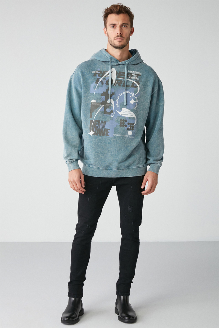ANTIQUE Örme Relaxed Mavi  Sweatshirt