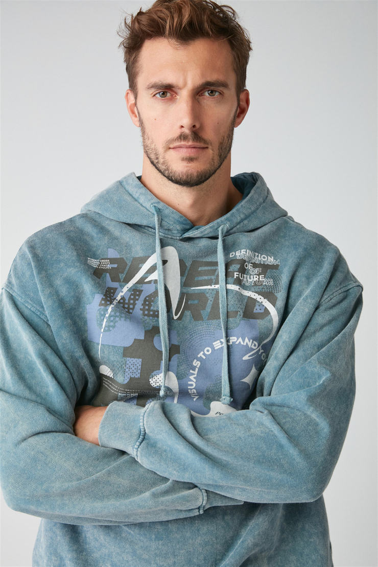 ANTIQUE Örme Relaxed Mavi  Sweatshirt