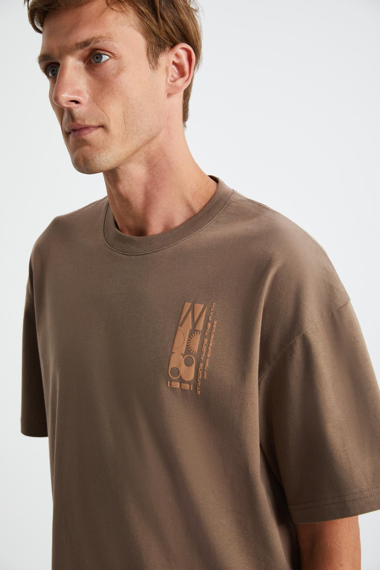 ANTONIO Basic Oversize Vizon Tekli T-Shirt