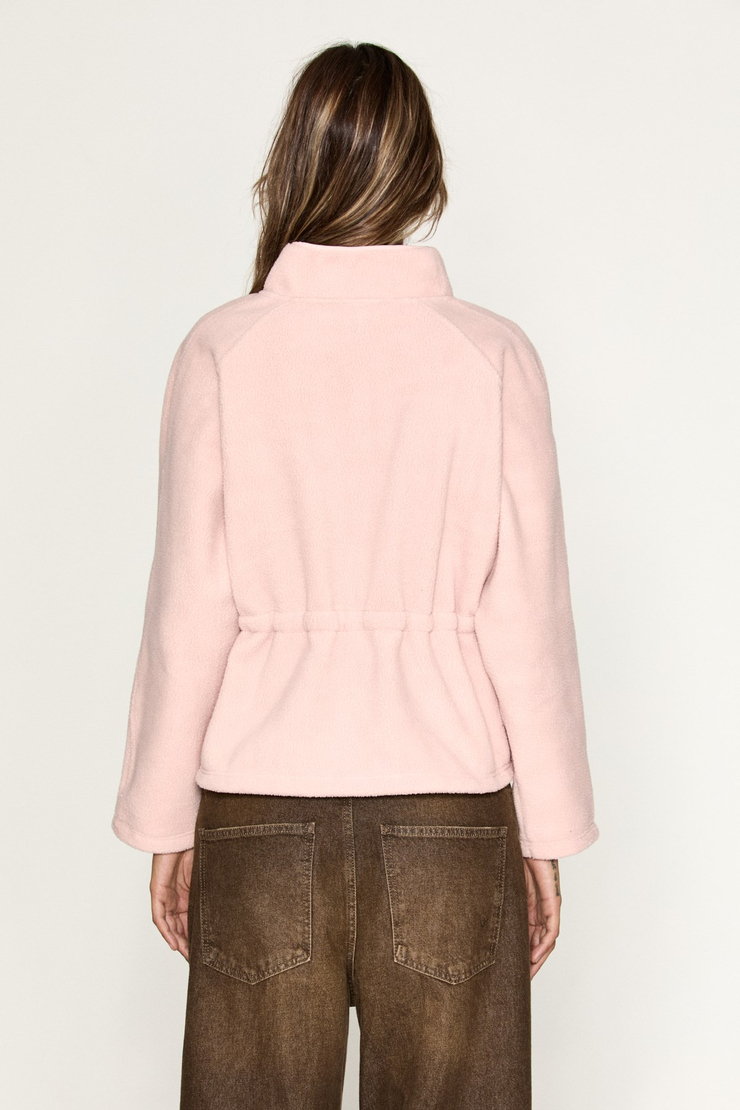 ARBOUR Kadın Stoper Büzgü Detaylı Fermuarlı Polar Pembe Sweatshirt
