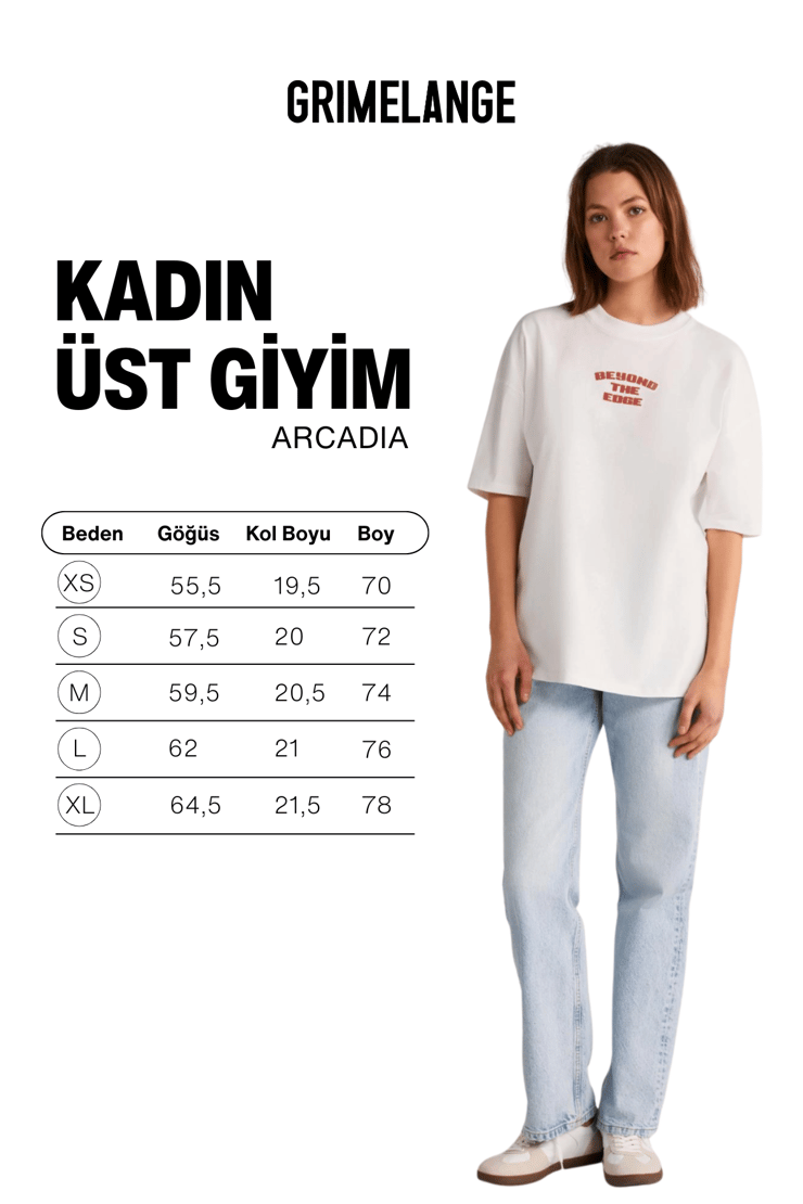 ARCADIA Kadın %100 Pamuk Arka ve Önü Yazi Detaylı Baskılı Slim Ekru-Kırmızı T-Shirt