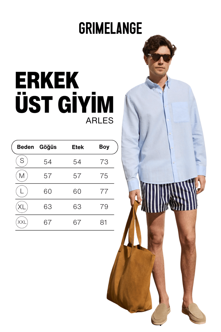 ARLES Erkek Keten Karışımlı Uzun Kollu Tek Cepli Regular Fit Açık Mavi Gömlek