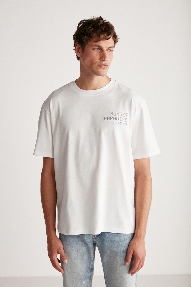 ARNALDO Örme Regular Beyaz Tekli T-Shirt