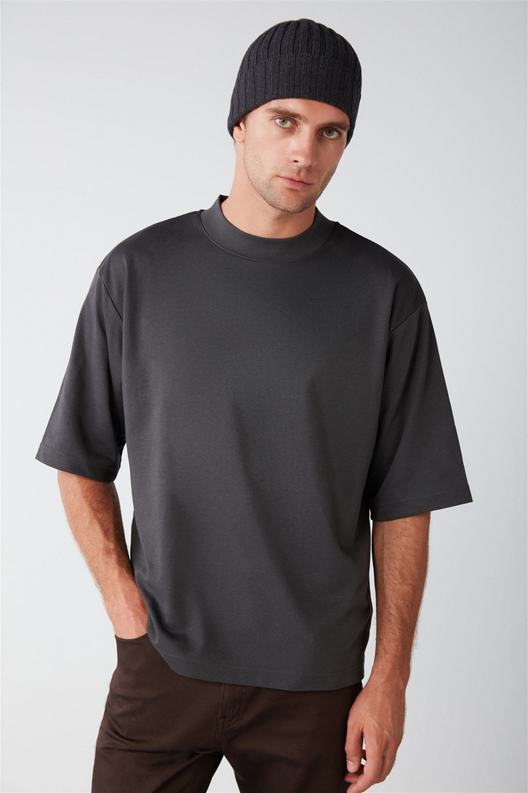 ASCOLI Örme Relaxed Antrasit  T-Shirt