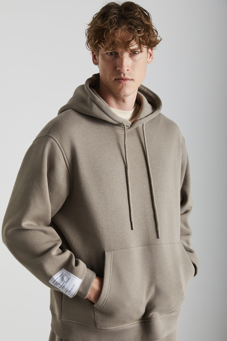ASHBOURNE Erkek Oversize Fit Kanguru Cepli Lastikli Paça Kol Etiket Detaylı Vizon Eşofman Takımı