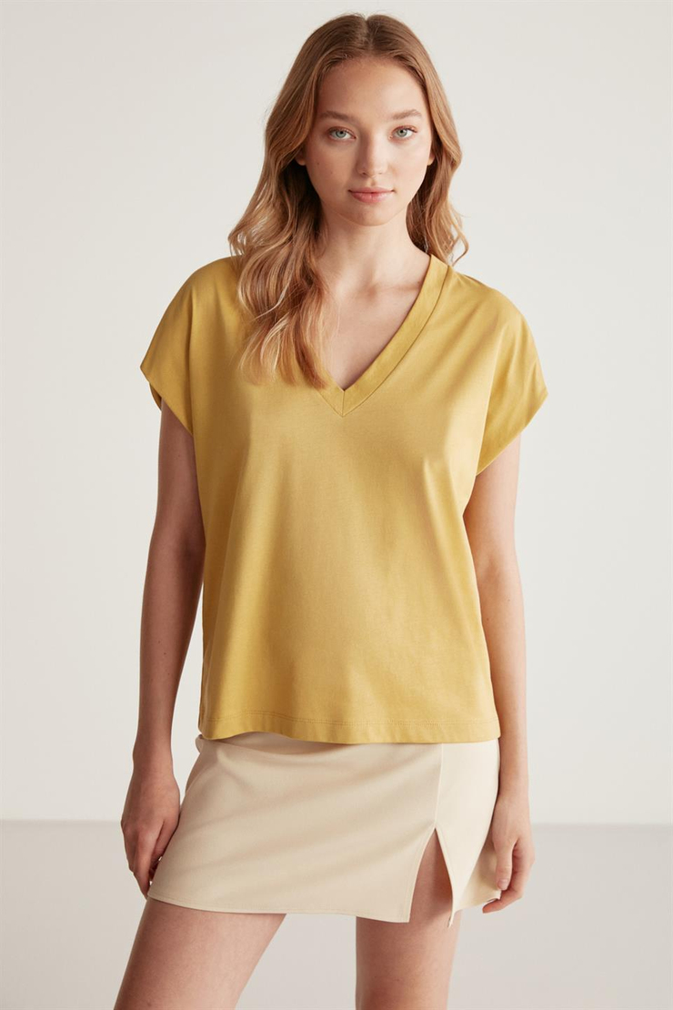 ASTRID Örme Relaxed Safran Sarı  T-Shirt
