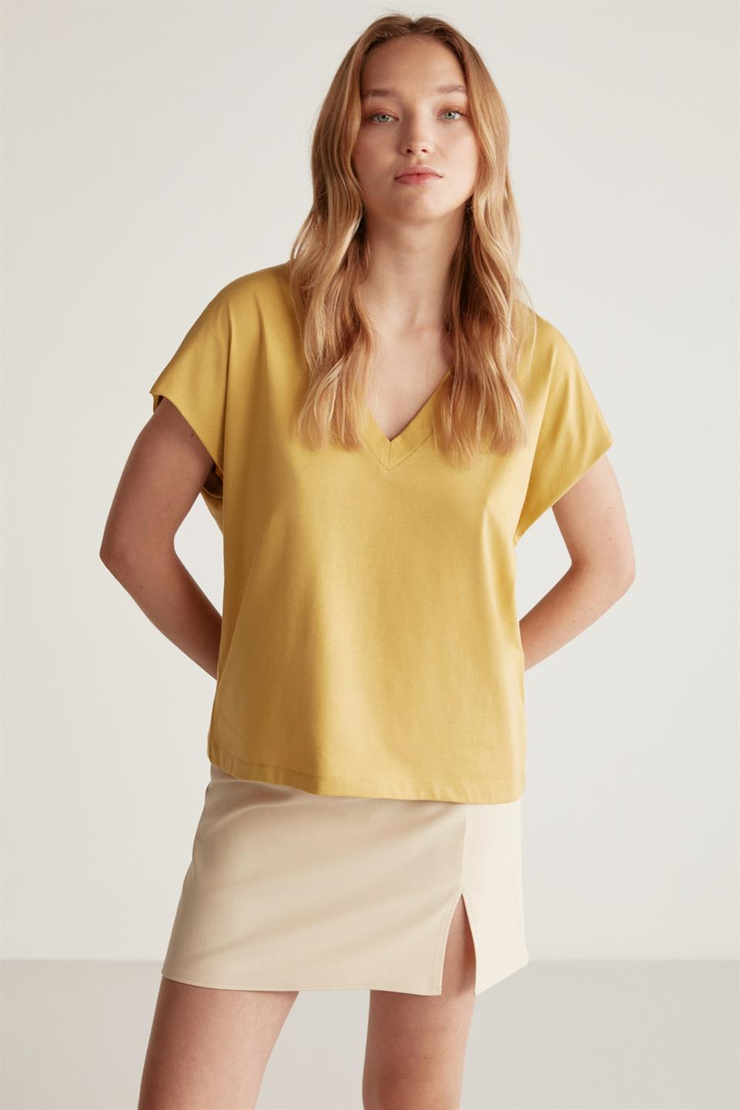 ASTRID Örme Relaxed Safran Sarı  T-Shirt
