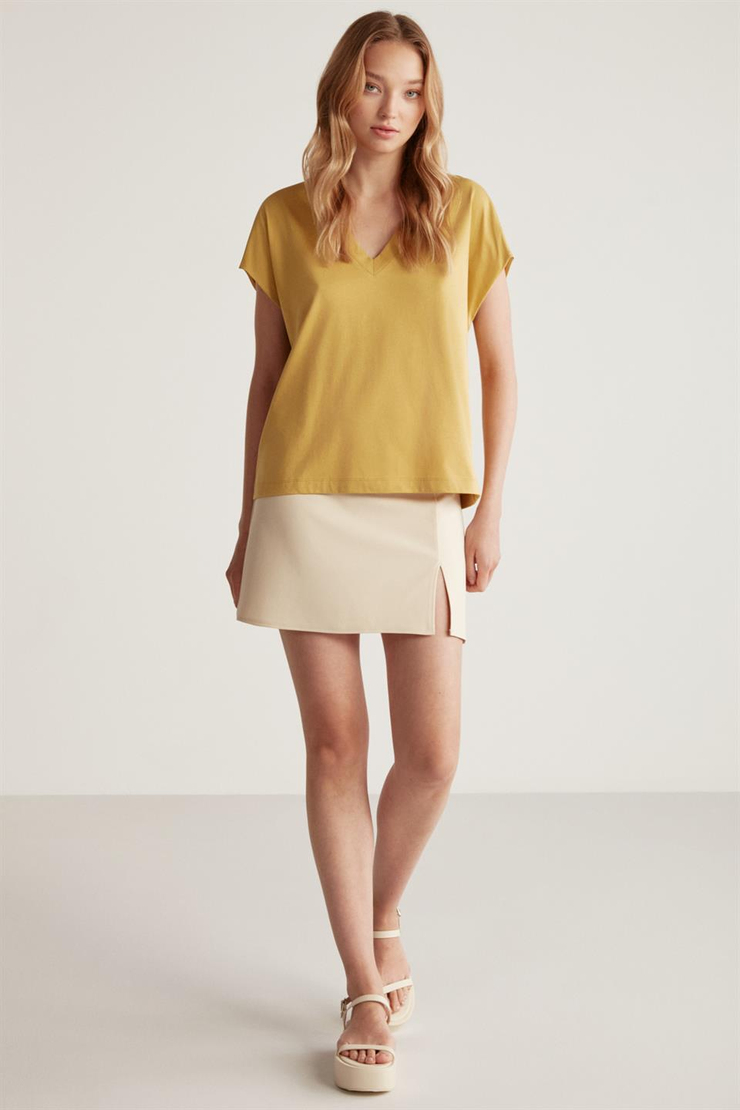 ASTRID Örme Relaxed Safran Sarı  T-Shirt